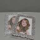 Yookeer 2 Pack 5 x 7 Inch Crystal Picture Frame Resin Wedding Photo Frame Jewel Picture with Rhinestones Photo Gift for Wedding Table Top Desktop Display (Silver)