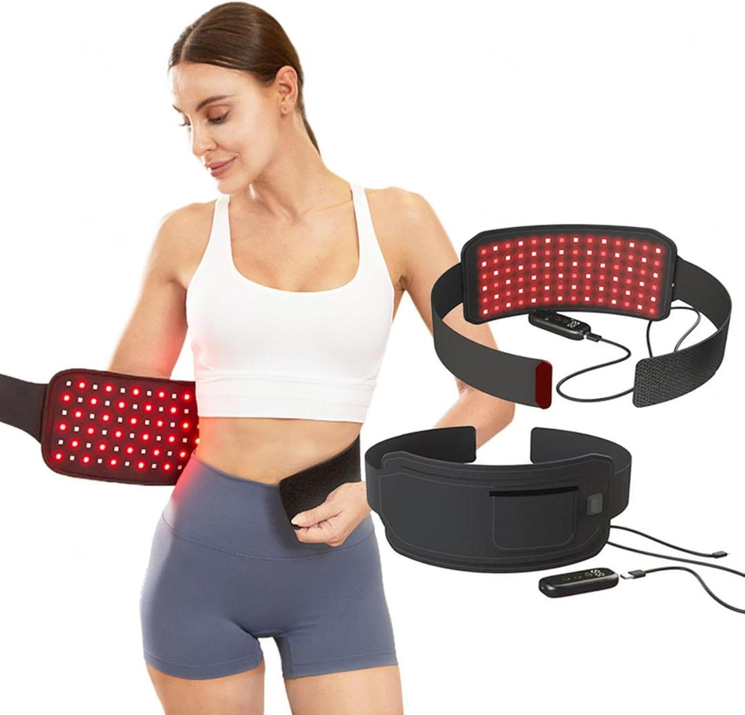 Near Infrared Light Therapy Device, Red Light Therapy Belt, for Back Shoulder Waist Muscle Pain Relief Improve Circulation Wearable Wrap Deep Therapy Pad with Auto Off Timer