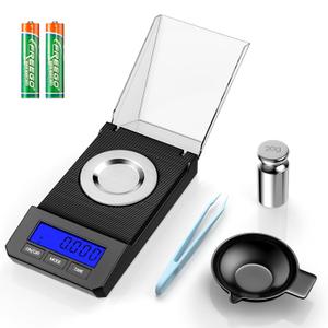 Milligram Scale 50g/0.001g High Precision Mg Scale, Portable Jewelry Scale .001 Gram Accuracy, Powder Scale, Digital Miligram Scale for Powder Medicine with Tray/Tweezers/Calibration Weight, Black