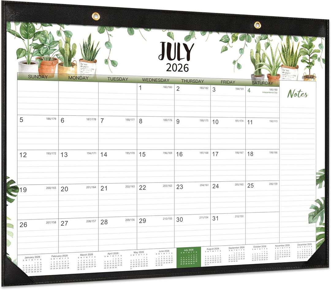 Desk Calendar 2026-2027 - Large Desk Calendar 2026-2027 22x17, Jul. 2026 - Dec. 2027, 26-27 Large Calendar, 18 Months, Corner Protectors - Plants