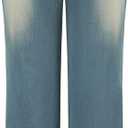 THUNDER STAR Womens High Waisted Wide Leg Jeans Stretchy Distressed Denim Pants (Blue, S)