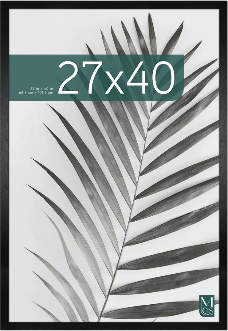 MCS Studio Gallery Movie Poster Frame 27x40 Black Woodgrain Engineered Wood, Vertical & Horizontal Wall Hanging Large Picture Frame for Photos, Artwork & Custom Posters (1-Pack)