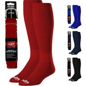 Rawlings | Belt & Socks Combo | Baseball/Softball | Multiple Sizes & Colors (Medium, Scarlet)