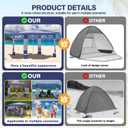 Beach Tent,8'8' Large Beach Canopy for 4-6 People,Easy Setup Beach Sun Shelter with UPF 50+ Protection,Adjustable Height & Wind Resistant Beach Cabana for Family,Party (Navy Blue-Stripes)
