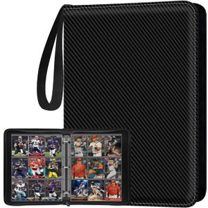 Trading Card Binder 9 Pocket, Toploader Binder with 900-Capacity Double-Sided Sleeves, Top Loader Binder for Cards, Baseball, Football, Sports, MTG, TCG Collector Album (Carbon Black)