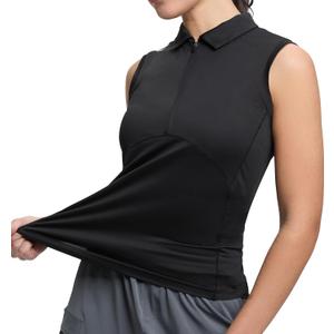 HOTSUIT Womens Golf Shirt Sleeveless Collared Golf Clothes Polo Shirts Quick Dry Lightweight V Neck UPF 50+ (Black, XXL)