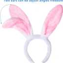 2 x Cute Bunny Ears Headband for Women, Soft Plush Rabbit Ears, Christmas & Holiday Costume Accessory (1 Count (Pack of 1), Pink)