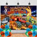 Blaze and The Monster Machines Birthday Party Supplies Backdrop 5x3 Monster Machines Boys Kids Happy Birthday Background Photography Blaze Monster Party Decorations Banner Photo Booth Props