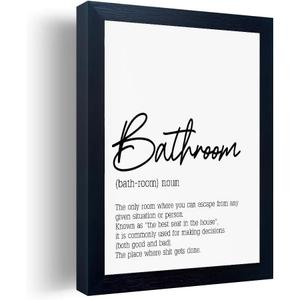 Black and White Bathroom Wall Art, Bathroom Quotes Wall Decor, Small Modern Rules Wall Art, Black Framed Canvas Artworks for Wall (10"L x 8"W, J002)