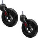 Wealrti 2 Pcs 6 Inch Black Front Wheels Replacement with Front Fork Drive Solid Wheelchair Front Castor Wheelchair Rollers