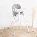 FUNNY SUPPLY 3-in-1 Cute Folding High Chair, Perfect Modern Space Saving Highchair with Detachable Double Tray, 3-Point Harness, Grey