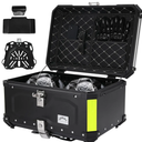 Motorcycle Top Case, 65L Aluminum Motorcycle Top Box with Anti-Theft Lock System, Waterproof, Dustproof, Easy Installation with Universal Bracket, Back Cushion Included, Black, GBTC-65BL