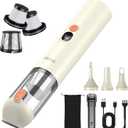 Handheld Vacuum Cordless 15000Pa Powerful Suction, Portable 4-in-1 Car Vacuum Cleaner with LED Display&Light, Multi-Nozzles for Car Interior Home Cleaning, Milk White