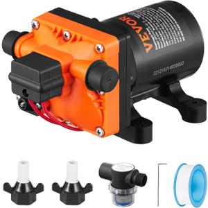 VEVOR 12V Diaphragm Pump, 3.5 GPM Flow, Self Priming Water Pump with Pressure Switch, 40-80 PSI Adjustable, Overload Protection, Sealing Tape, 1/2" MNPT, for RV Boat Agricultural and Garden Irrigation
