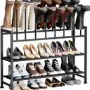 DIMJ Boot Rack 4-Tier - Black Metal Boot Storage Rack for Tall Boots Organizer Tall Boots, Multiuse Shoe Rack for Boots, Sneakers, High-Heel, Entryway, Fit for 8 Pairs, Black