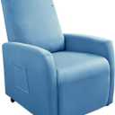 Recliner Chair Covers 4 Pieces Waterproof Small Recliner Sofa Slipcover Stretch Recliner Slipcover for Lazyboy Recliner Chair with Storage Pocket Furniture Protector for Living RoomBlue