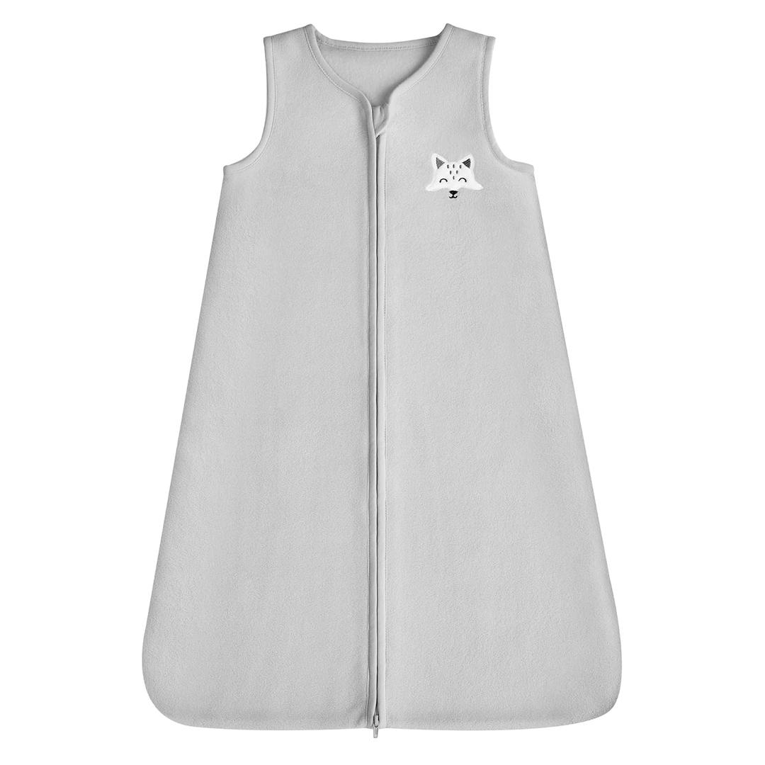 DaysU Micro Fleece Baby Sleep Sack 1.0 TOG, Baby Wearable Blanket 18-24 Months Sleeveless with 2-Way Zipper, Sleeping Bag for Baby Unisex, 1 Pack, Light Grey Fox (X-Large, 1.0 Tog-fox)