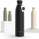 LARS NYSM Stainless Steel Insulated Water Bottle 25oz | Insulated Thermo Flask for Hot and Cold Beverages | Leakproof Drinking Bottle (Carbon Black, 25.4oz)