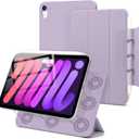 Magnetic Case for iPad mini 7 A17 Pro, Slim Smart Folio for iPad mini 7th/6th Generation 8.3 Inch 2024/2021 Model, Lightweight Trifold Stand, Auto Sleep/Wake, Support Pencil Pro, Light Purple