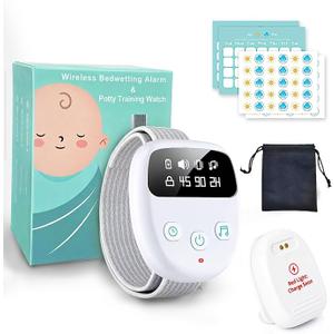 Bedwetting Alarm for Children and Adults, Bed Wetting Alarm for Boys and Girls, Night Potty Training Device , Pee Alarm for Bedwetting,Bedwetting Alarm for Older Kids ,Bed Alarms for Elderly(White)