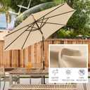 EAST OAK Patio Umbrella, 9 ft Outdoor Table Umbrella with 40 LED Solar Lights of Waterproof and UV 30+ Fade Resistant for Garden, Deck, Backyard, Pool and Beach, Beige