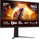 AOC Q27G4ZD 27 inch WQHD Gaming Monitor 280Hz, QD-OLED Panel, 0.03ms GtG, HDR400 TrueBlack, G-Sync Compatible, Height Adjustment, (2560x1440 HDMI 2x 2.1 DP 1x 1.4 USB Hub) Black