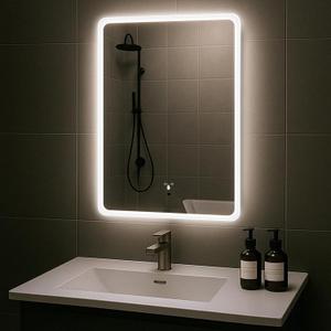 LED Bathroom Mirror, 20x28 in Vanity Mirrors with Backlit Lights for Shaving, Fogless Makeup Mirror Wall Mounted with Demister, Dimmable 3 Color Lighting, IP54, Hand Swipe, Vertically Only