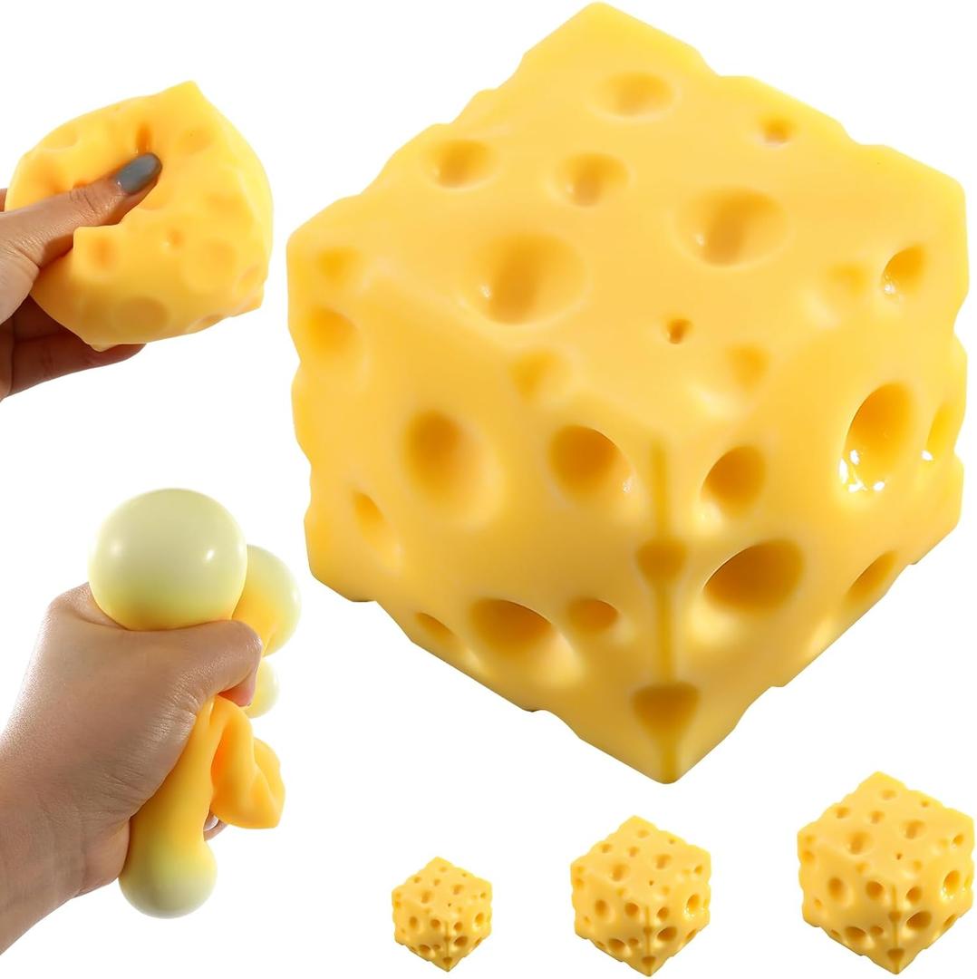 Cheese Squishy,Cheese Block Squeeze Toy,Squishies Stress Relief Fidget Toy,Stocking Stuffer Novelty Gifts for Birthday (2.4 inch)