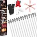 46 Feet Chimney Sweep Kit, Chimney Cleaning Kit with 14 Flexible White Chimney Rods, Chimney Brush for Sweeping Fireplace, Rotary Chimney Cleaning System Driven by Drill