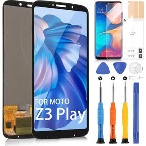 For Motorola Z3 Play Screen Replacement, LCD Display Touch Digitizer for Moto Z3 Play XT1929-1 XT1929-3 XT1929-8 XT1929-4/5/6/6M Full Assembly with Repair Tools