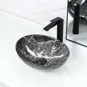 Davivy 16'' X 13.2'' Nordic Marbling Oval Vessel Sink with Pop Up Drain,Bathroom Vessel Sinks,Ceramic Vessel Sink,Bathroom Sinks Above Counter,Oval Sink Bowls for Bathroom