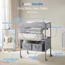Sweeby Portable Baby Changing Table, Foldable Changing Table Dresser Changing Station for Infant, Waterproof Diaper Changing Table Pad Topper, Mobile Nursery Organizer for Newborn Essentials,LightGrey