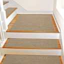 Non Slip Stair Landing Rug for Wooden Steps Indoor, Stair Landing Mat Square 31" x 31" Landing Rugs for Wood Stairs, Carpet Treads Matching Mats for Pet, Beige