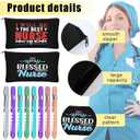Hoolerry 24 Pcs Nurses Week Gifts Bulk 2026 Nurse Badge Reel Penlight Makeup Bags for Nurse Occupational Therapy Month Gifts Women Doctor Appreciation(Fresh Pattern)