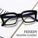 FEISEDY Retro Square Blue Light Blocking Reading Glasses Anti Glare Digital Eyestrain Reader B2479