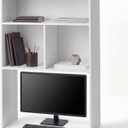 GlikCeil Desk Hutch Dorm White Extra Deep Tall Dorm Desk Bookshelf Organizer with 2 Shelves and 3 Tier Desktop Hutch Storage Organizer 29.75" W x 14" D x 43.75" H for College Home Office Supply