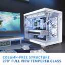 MUSETEX ATX PC Case, 360MM RAD Support, 3 x 120mm Non-ARGB Fans Pre-Installed, 270 Full View Tempered Glass Gaming PC Case with Type-C, Mid Tower ATX Computer Case, White, Y6