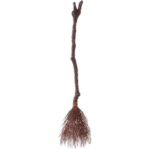 Spooktacular Creations Halloween Witch Vine-Patterned Broom Brown Cane, Witch Broomstick for Women Halloween Party Costume Accessories Stage Prop Kids and Adults, Photo Booth Accessory