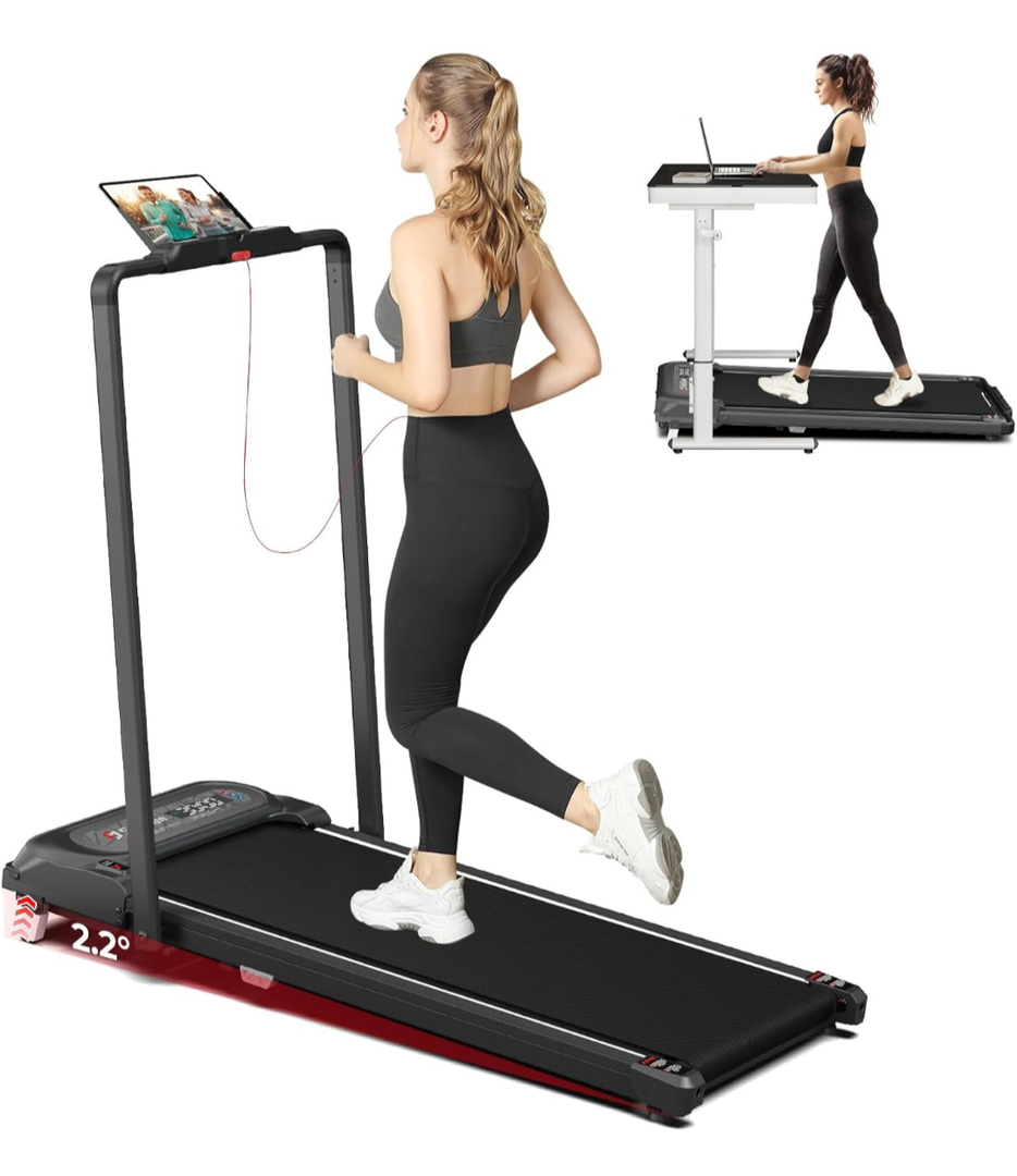 SubSun 3 in 1 Folding Treadmill, Walking Pad with Handle Bar and Incline, Under Desk Treadmill 2.5HP, Mini Jogging Walking Machine with 265 lbs Weight Capacity for Home Office, Remote Control