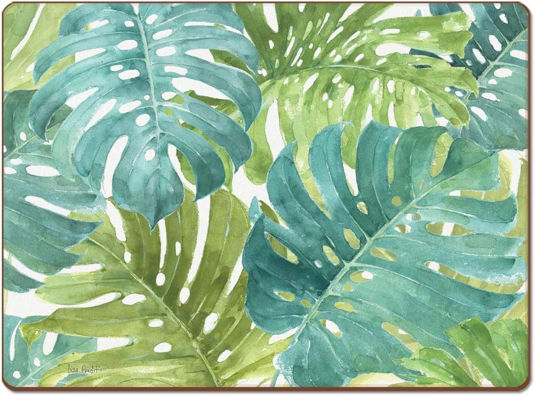 Tropical Green Premium Decorative Hardboard Tabletop Placemats 4 Pack Manufactured in The USA Artistic Easily Wipes Clean
