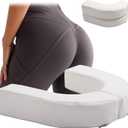 HOMBYS 3-Inch BBL Toilet Seat Cushion, PU Leather Brazilian Butt Lift Toilet Riser Pillow for Brazilian Butt Lift Surgery Recovery, Easy Clean, White