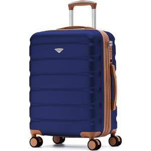 Flight Knight 22x18x10 Expandable Carry On Suitcase Hardside TSA Lock & USB C Port Lightweight Luggage Silent Double Spinner Wheels Maximum Spirit Overhead Carry-On Bag Airlines Approved Black/Tan