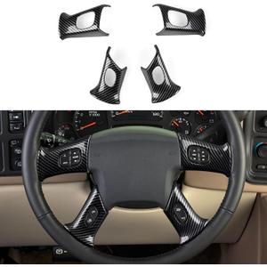 4PCS Car Trim Cover Carbon Style ABS Decal Sticker Compatible with Chevy Silverado Suburban Tahoe Avalanche Express GMC Sierra Yukon Savana 2003-2006 / Trailblazer 2002-2009 Accessories (Style A)