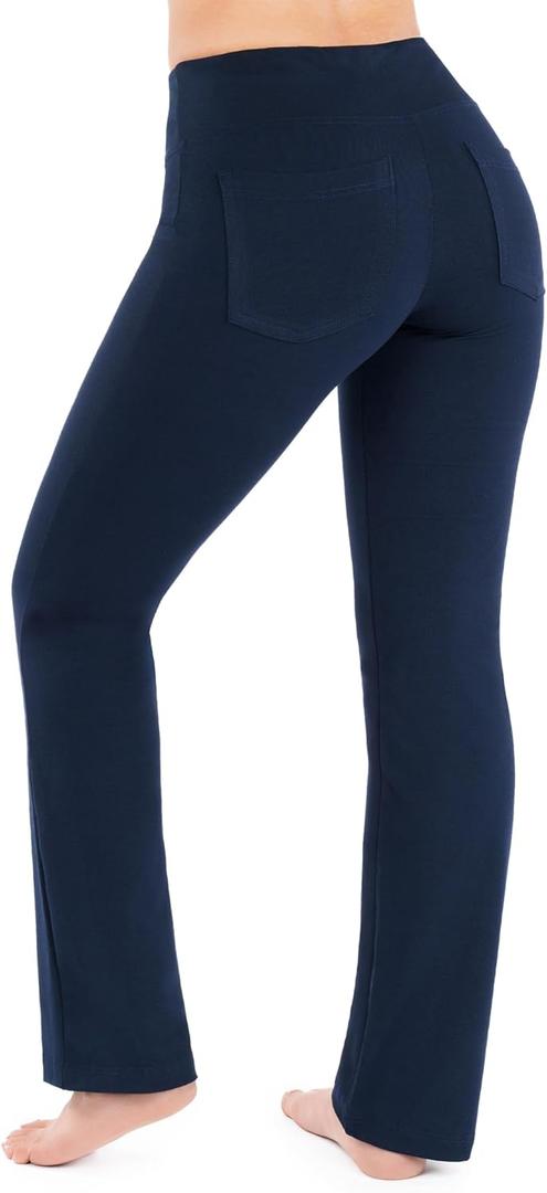 Nirlon Yoga Pants with Pockets - Yoga Pants with Pockets for Women Breathable Leggings with Pockets Regular & Plus Size Pants (18-20, Navy Blue)