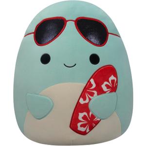 Squishmallows Original 14-Inch Perry Teal Dolphin with Red Surfboard - Official Jazwares Large Plush