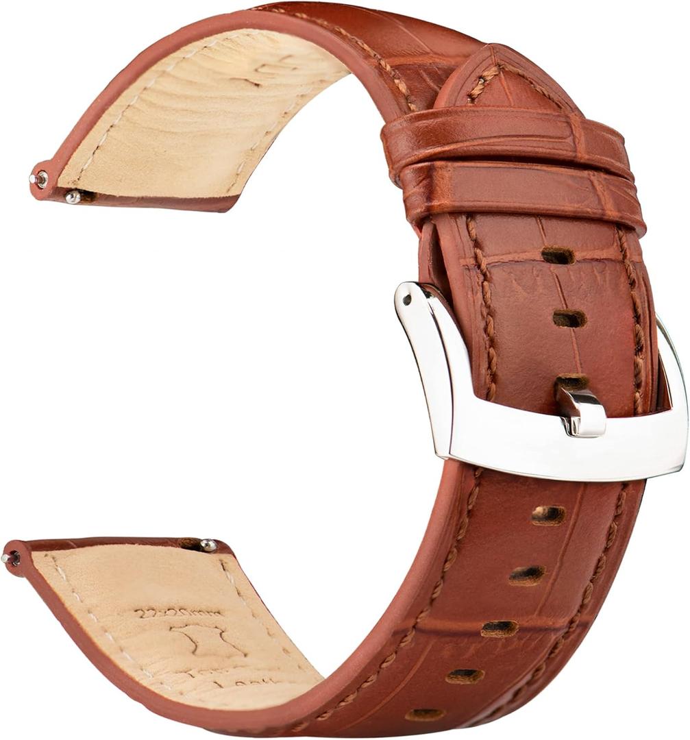 OTTOODY Alligator Grain Leather Watch Bands, Quick Release Top Grain Leather Watch Straps for Men & Women - Choice of Color & Width 18mm, 20mm, 21mm or 22mm, Wristband for Watch & Smartwatch