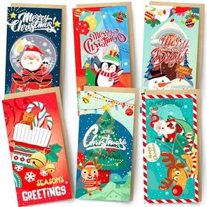 BGTCARDS Christmas Money Cards, 20 Pack Money Christmas Cards with Envelopes, Money Holders for Cash, Checks, Xmas Card Boxes set