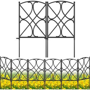 AMAGABELI GARDEN & HOME 10 Panels 24in(H)10ft(L) Decorative Garden Fences and Borders for Dogs No Dig Metal Fence Panel Garden Edging Border for Animal Barrier Fencing for Flower Beds Yard Patio