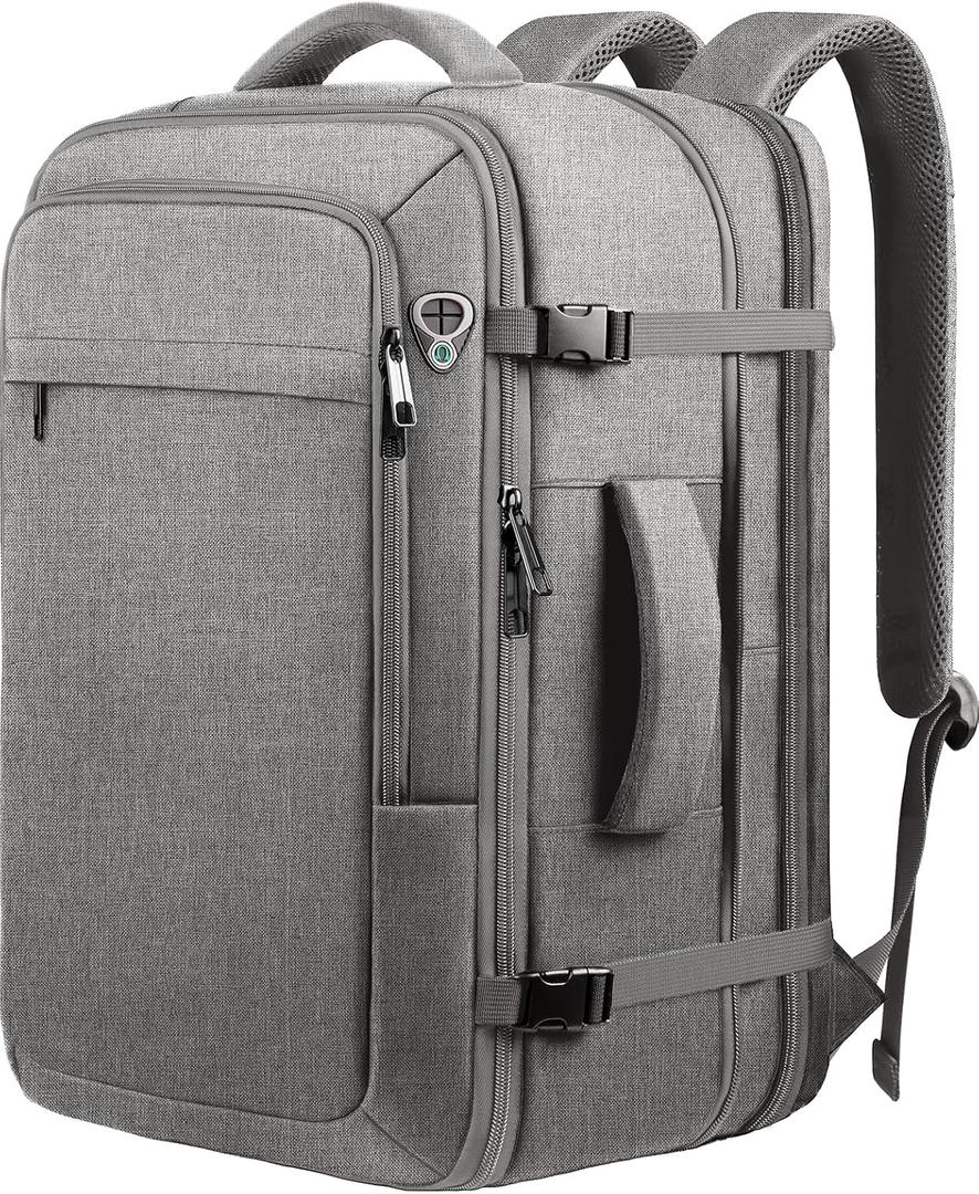Travel Laptop Backpack, Extra Large 40L-50L Backpack, Laptop Backpack for Men, Water Resistant TSA Airline Approved Business Work 17.3 Computer Bag, Grey