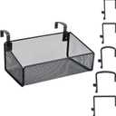 Bedside Shelf for Bed & Bunk Bed Storage Basket Office Cubical Wall Hanging Organizer - 5 Different Size Hooks - College Dorm Home Office Essentials for Phone,Book,Drink,Tissue (Black)